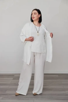 Костюм жіночий повсякдений-casual креп молочний 02-111 56р