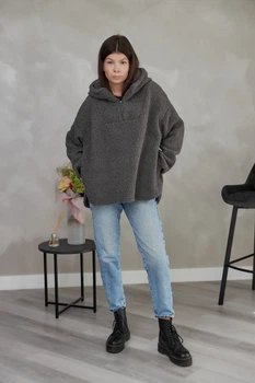 Худі жіночий Estilo повсякденна-casual хутро Teddy сірий 08-017 44р