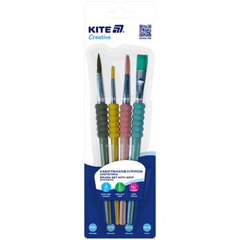 Набір пензлів Kite Creative K-334-2 (синтетичні круглі 2, 6, 10 та плоский 12)