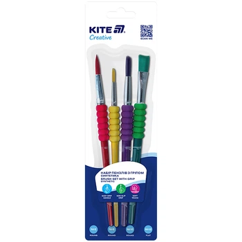 Набір пензлів Kite Creative K-334-1 (синтетичні, круглі 2, 6, 10; плаский 12)