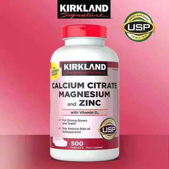 Kirkland Signature Calcium Citrate Magnesium and Zinc Цитрат кальция, магний и цинк + Витамин D3 500 шт
