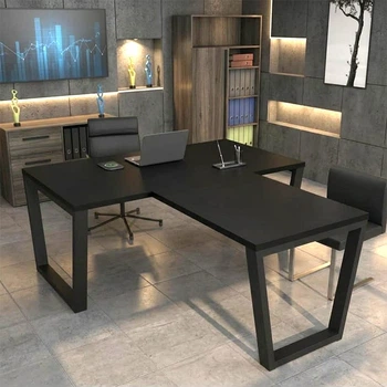 Стіл керівника/офісний у стилі Лофт металевий каркас, ДСП, чорний | StepLoft Comp-table-236
