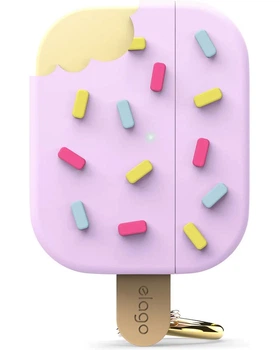 Силиконовый чехол-накладка Elago Ice Cream Hang для Apple AirPods Pro 3 с карабином (Classic Lavender)