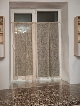 Комплект занавесок 155х110см на створку окон Firanka Damask 2шт бежевый и кофейный (12_2ф)