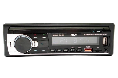 Автомагнитола BOSCHMANN BM-520 1DIN с Bluetooth, RGB подсветкой панели, двойной USB, поддержка microSD/TF, AUX вход, MP3