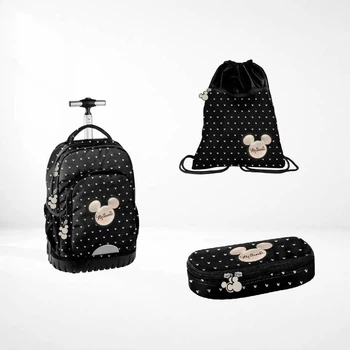 Школьный рюкзак на колёсах Paso Minnie Mouse 3 в 1 с выдвижной ручкой, 46×32×18 см, усиленное дно