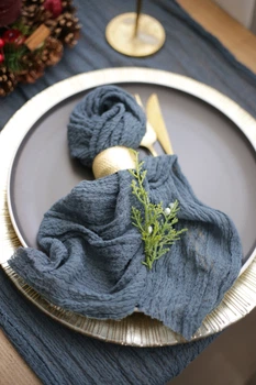 Марлевая салфетка столовая ручной работы VTILENE , Dark dusty blue, 45х45 см