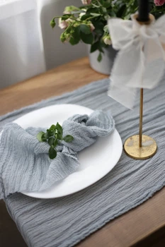 Свадебный марлевый раннер для сервировки VTILENE, Light dusty blue, 60 см, 1 м