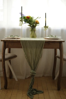 Марлевая дорожка для сервировки стола VTILENE, Sage green, 60 см, 1 м