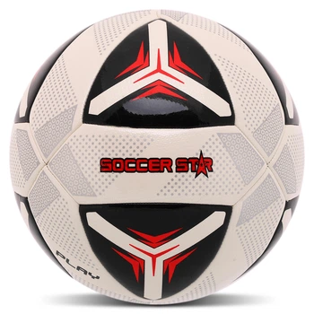 Мяч футбольный №5 20 панелей машинная сшивка термосклеивание полиуретан HYBRID SOCCER STAR белый-красный FB-4471