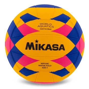 М'яч для водного поло №5 68-71 см Каучук MIKASA жовто-синьо-рожевий WP550C