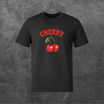 Футболка унісекс з принтом Cherry Вишня базова чорна M
