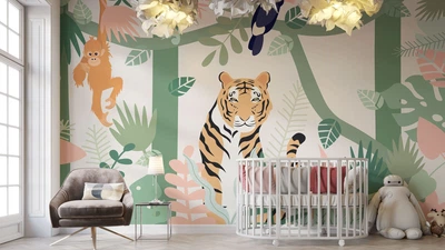 Фотошпалери флізелінові Print-walls Тигр і друзі 0840 100×100 см (Ш×В)