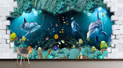Фотообои флизелиновые Print-walls Окно в океан 0442 100×100 см (Ш×В)