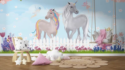 Фотошпалери флізелінові Print-walls з єдинорогами 0891 100×100 см (Ш×В)