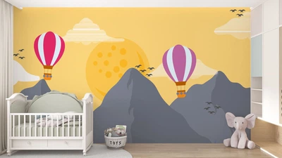Фотообои флизелиновые Print-walls Воздушные шары над горами 0905 350×270 см (Ш×В)