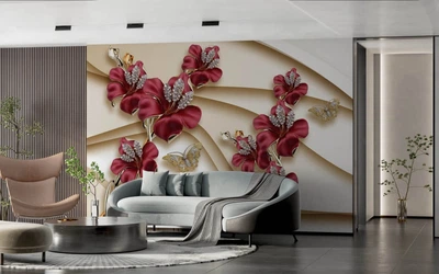 Фотообои флизелиновые Print-walls 3D бриллиантовые лилии 050 300×200 см (Ш×В)