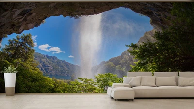 Фотообои флизелиновые Print-walls водопад изнутри 0287 350×270 см (Ш×В)