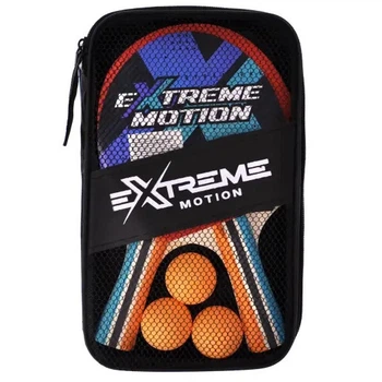 Комплект для настільного тенісу Extreme Motion ракетки 2 шт 3 м'ячики набір для гри в пінг-понг з чохлом