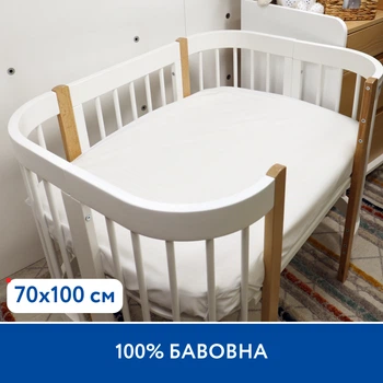Простынь на резинке Piccolino Sweet Dreams, 70х100 см, поплин, цвет белый (202507.06.1)