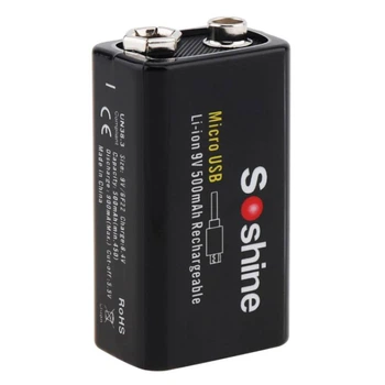 Акумулятор крона Soshine 6F22 9V 500 mAh Type-C (18885-hbr)