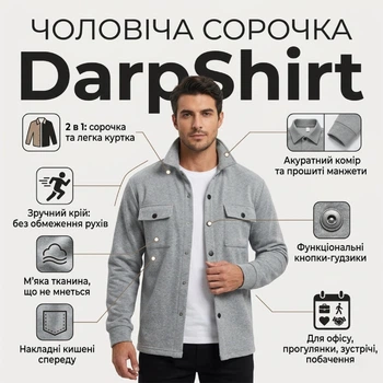 Чоловіча демісезонна сорочка DarpShirt, сіра, розмір L