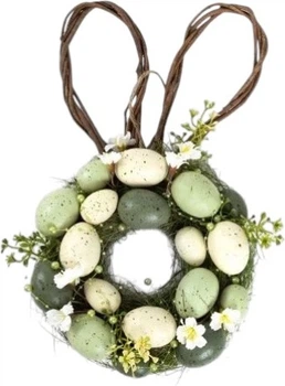 Вінок Великодній Homla Easter Joy з яйцями та вушками 40 × 23 × 8 см (5906496725616)