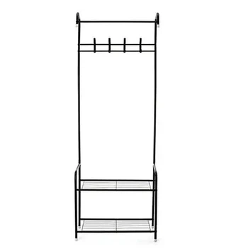 Вешалка напольная RIAS RD-1803 с полками на 2 яруса 165x60x35 см Black (3_08020)