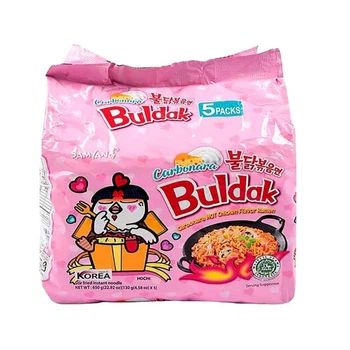 Бульдак карбонара рамен быстрого приготовления с тушеной курицей Samyang Buldak Carbonara Noodle Ramen 130 г (5 шт)