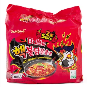 Острый рамен быстрого приготовления бульдак двойной остроты Hot Chicken Flavor Ramen Buldak 2хSpicy Samyang 135 г (5 шт)