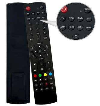 Универсальный пульт для 8 устройств TV, Freeview, Blu-ray, медиа, аудио, игр - Riry Universal Remote