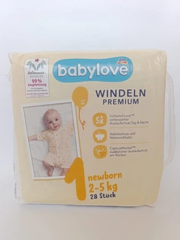 Підгузники Babylove 1, Premium 2-5 кг, 28 шт в папчці