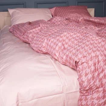 Простынь Сатин 22-1440 Pink Houndstooth 150*200