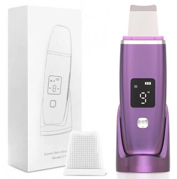 Ультразвуковой скрабер Ultrasonic С1 для чистки лица, лифтинга, омоложения, фонофореза, тонизации и ухода за кожей Фиолетовый