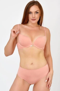 Комплект белья push-up и бразилианы 9403 Balaloum коралл 75C/M