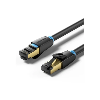 Патч-корд 8м, S/FTP cat 8 RJ-45 black Vention (IKABK)