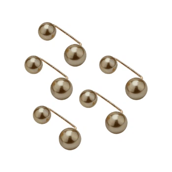Броши для быстрой фиксации одежды с жемчугом PearlClip, 5 штук, шампань