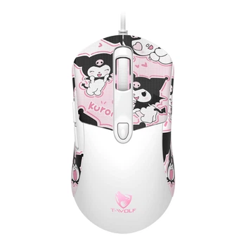 Мышь игровая TWolf G550, 1200-7200DPI, RGB, USB, 1.5m, Бело-розовый