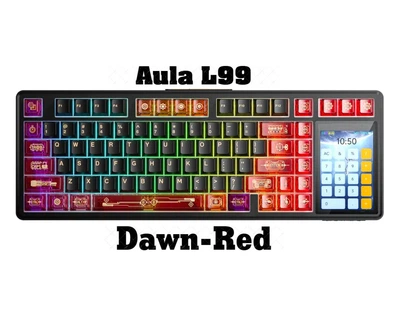 Клавиатура AULA L99 Dawn-Red Игровая Беспроводная Механическая Полноразмерная. 2.4G/Bluetooth/Кабель. С Сенсорным Экраном 3.98 Дюйма. Батарея 8000mAh. С RGB Подсветкой. Свитчи Caramel Latte Switch