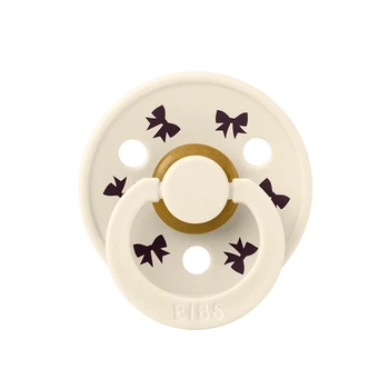 Соска BIBS Pacifier 0-6 m Colour Holiday Bow Latex Round (круглая) – Ivory Plum