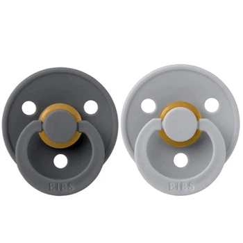 Соска BIBS 0-6 мес Colour Latex Round (круглая) – Iron / Cloud, 2 шт