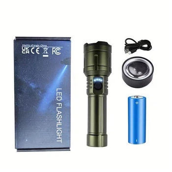 Мощный аккумуляторный LED фонарь HUUKERS FX-2503 5000 mAh, светодиодный ручной фонарь с линзой