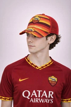 Молодежная кепка с сеткой ФК Рома (FC Roma) One-size Красный