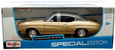 Металева модель автомобіля Maisto Chevrolet Chevelle SS454 1971 1:18 Золотий MST31890GB (090159059943)