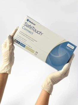 Перчатки смотровые латексные текс-ные без пудры н/с “Safe-Touch” Connect, S (50 пар/100шт)