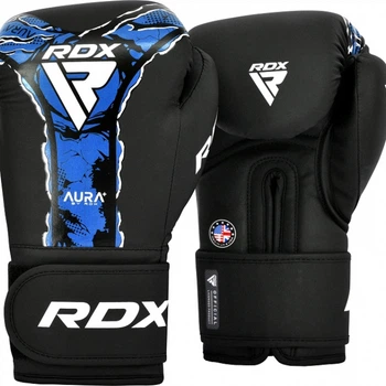 Боксерські Рукавички RDX F17 Aura Plus Boxing Gloves Чорно-Синій 16oz (BGR-F17BU-16oz)