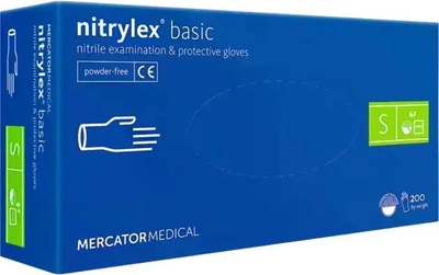 Рукавички нітрилові сині Nitrylex Mercator Medical S 100 шт