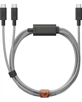 Кабель Native Union Belt USB-C на 2xUSB-C 140W (Zebra) (2 м)