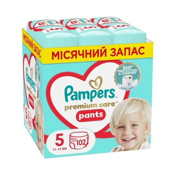Детские подгузники-трусики Pampers Premium Care Pants Junior, размер 5 (11-17 кг) 102 шт