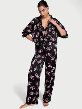 Пижама (рубашка + брюки) женская Victoria's Secret 732188406 S Черная (1159856415)